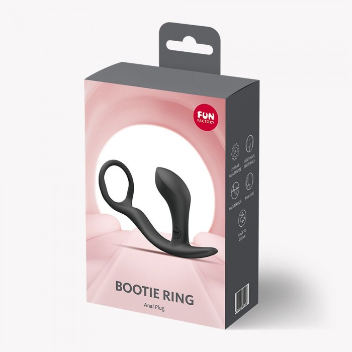 Анальна пробка Fun Factory Bootie Ring з ерекційним кільцем, Чорна