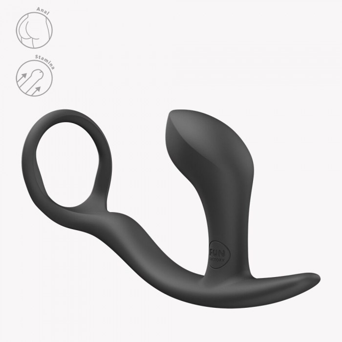 Анальна пробка Fun Factory Bootie Ring з ерекційним кільцем, Чорна