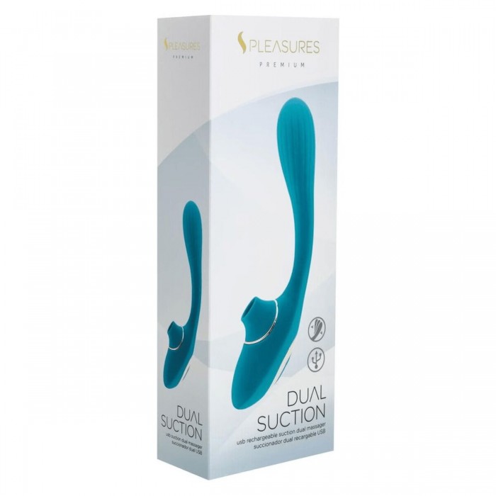 Вібратор для пар з вакуумною стимуляцією S Pleasures Dual Suction - Бірюзовий