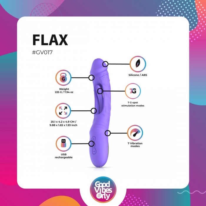 Вібратор Good Vibes Only - Flax Vibrating Dildo with G-Spot Stimulator
