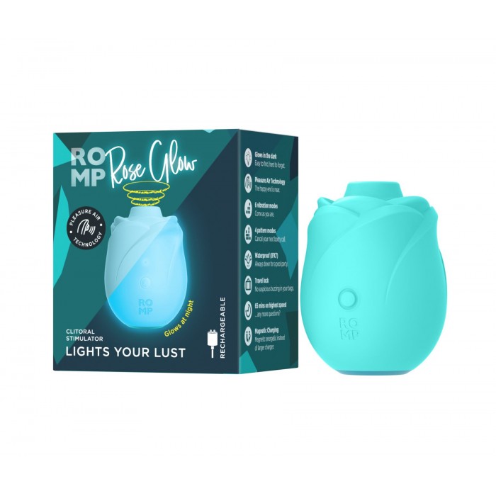 Вакуумный клиторальный стимулятор Romp Rose Glow, Бирюзовый