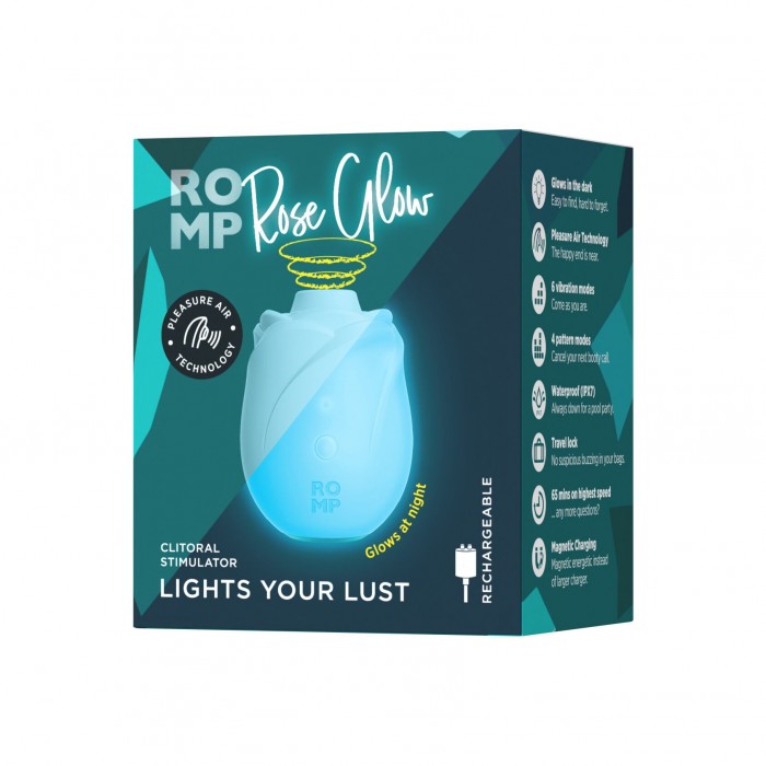 Вакуумный клиторальный стимулятор Romp Rose Glow, Бирюзовый