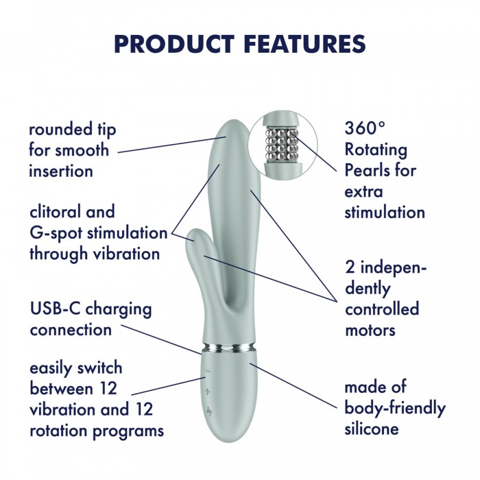 Вибратор-кролик Satisfyer Pearl Bunny 2, Серо-зелёный