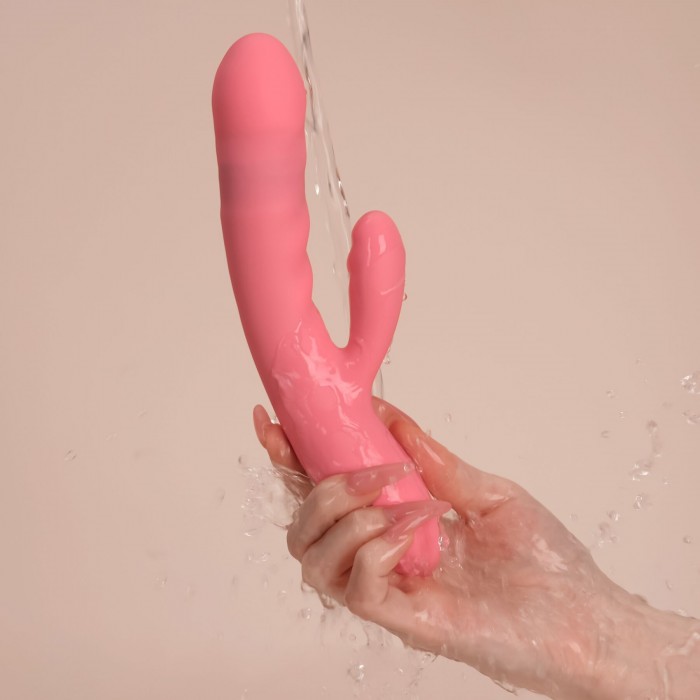 Вибратор-кролик Svakom Avery Strawberry Pink с двигающимся стволом