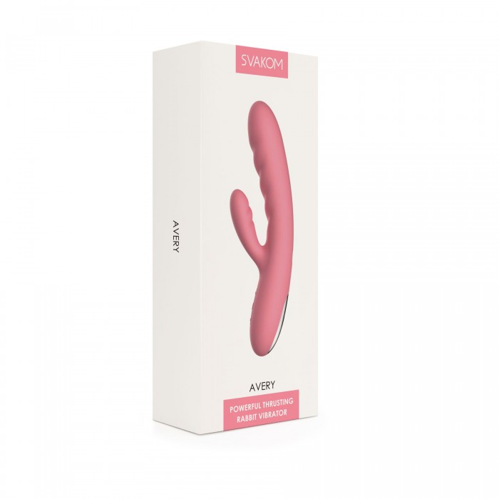 Вибратор-кролик Svakom Avery Strawberry Pink с двигающимся стволом