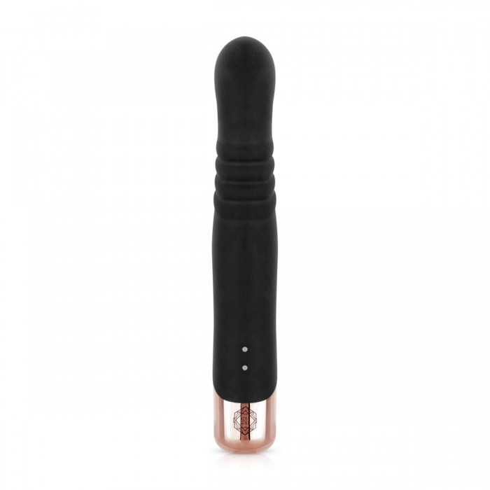 Вібратор-кролик Rosy Gold - Rabbit Vibrator with thrusting function, Чорний