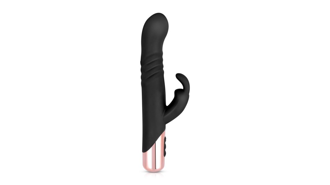Вібратор-кролик Rosy Gold - Rabbit Vibrator with thrusting function, Чорний