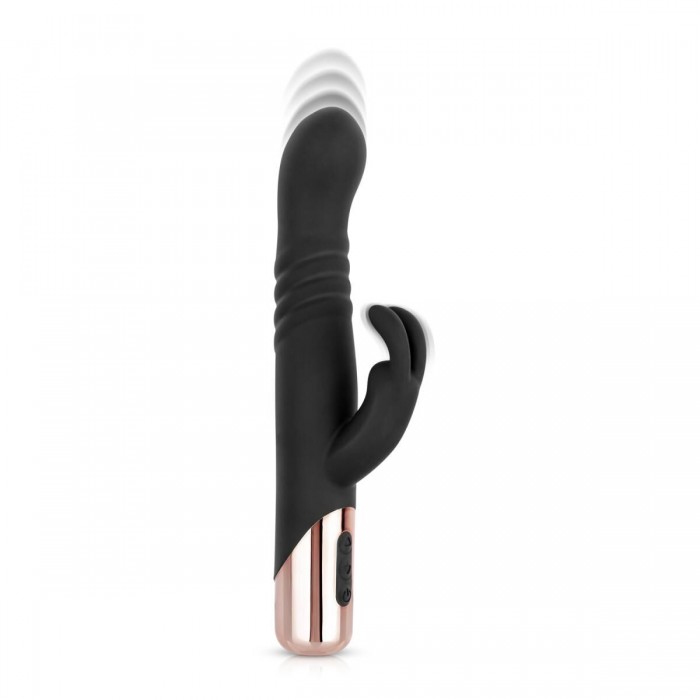 Вібратор-кролик Rosy Gold - Rabbit Vibrator with thrusting function, Чорний