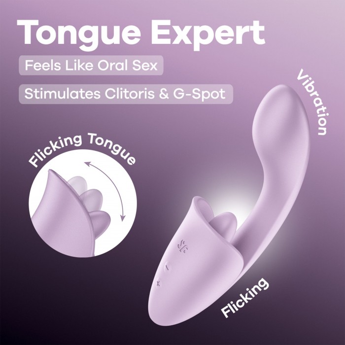 Вагинально-клиторальный вибратор с язычком Satisfyer Tongue Expert, Сиреневый