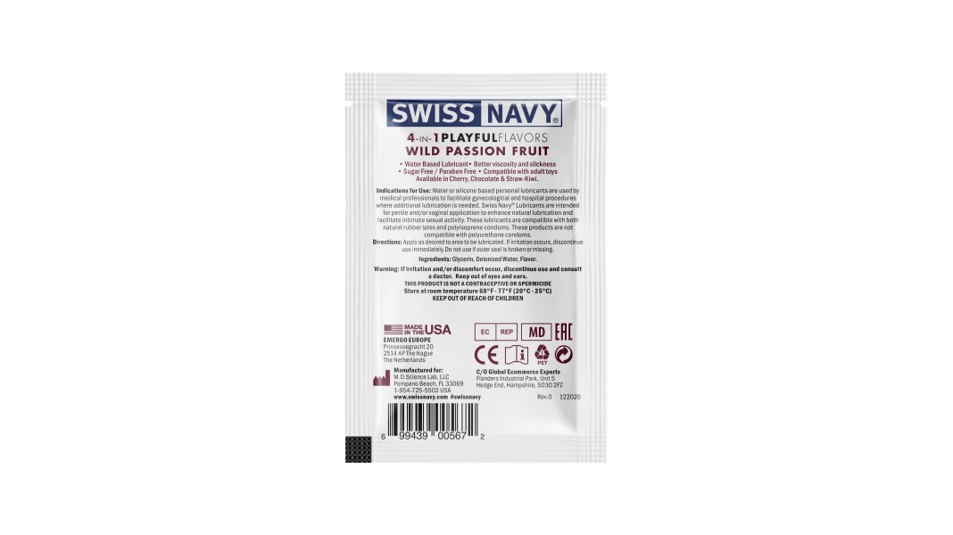Пробник лубриканта на водной основе Swiss Navy 4 in 1 Wild Passion Fruit 5 мл