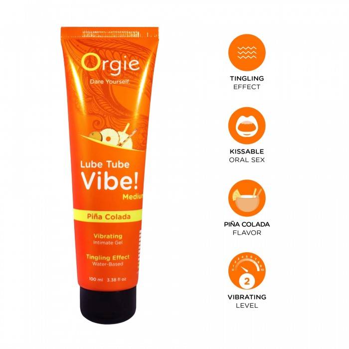 Вибролубрикант Orgie Lube Tube Vibe! Pina Colada, объем 100 мл