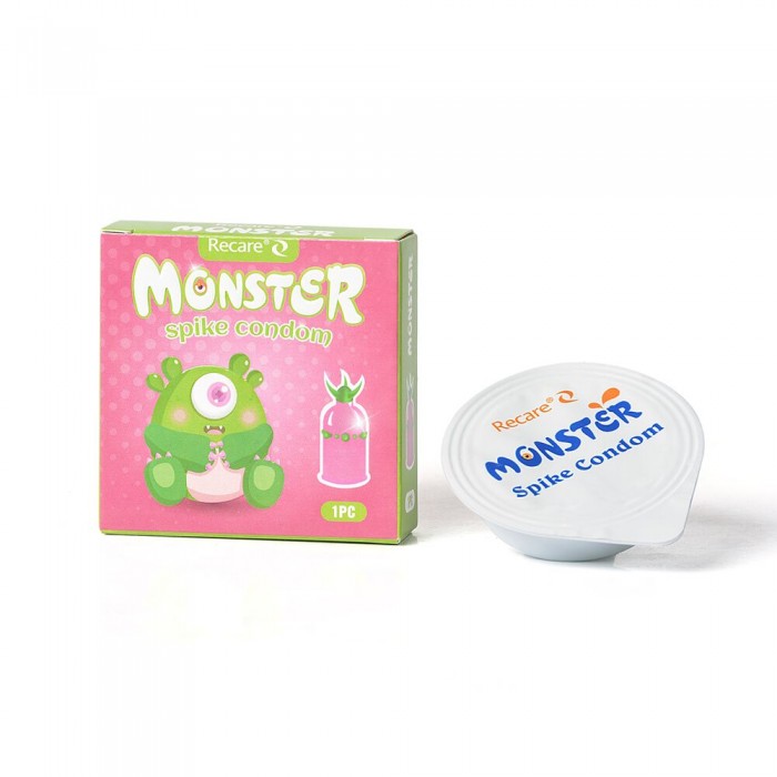 Презерватив Recare Green Monster Spike Condom з рядом кульок і вусиками на кінчику