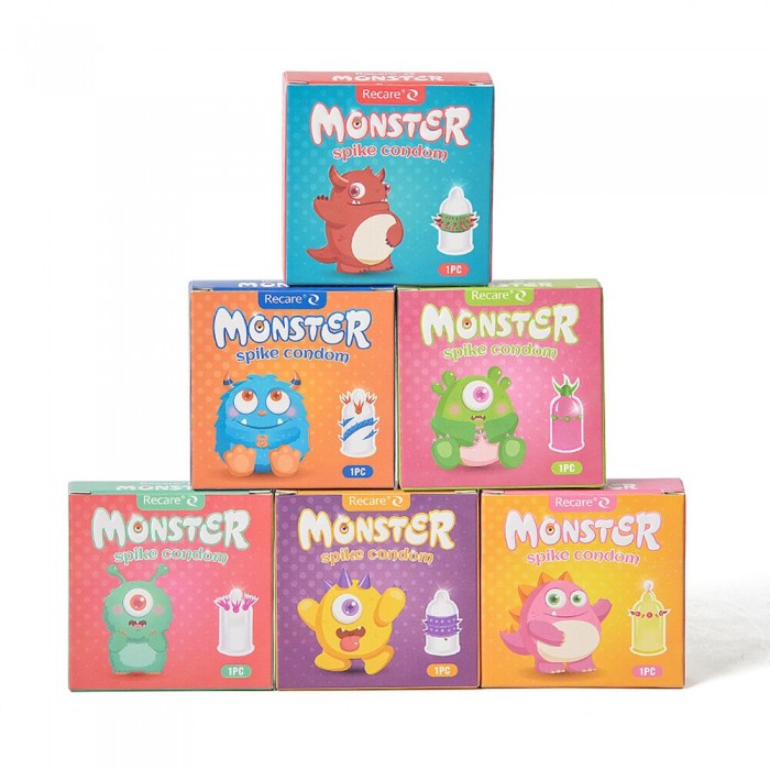 Презерватив Recare Green Monster Spike Condom з рядом кульок і вусиками на кінчику