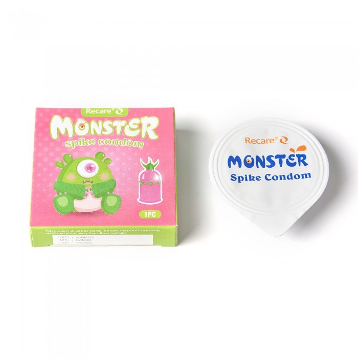 Презерватив Recare Green Monster Spike Condom з рядом кульок і вусиками на кінчику