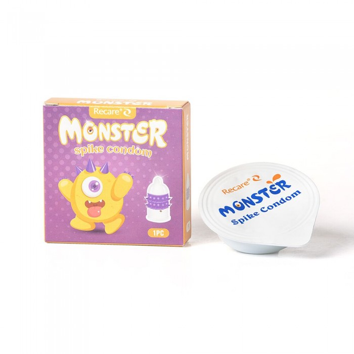 Презерватив Recare Yellow Monster Spike Condom з рядами пухирців та шипів