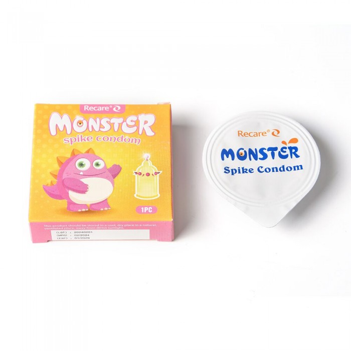 Презерватив Recare Pink Monster Spike з кульками та вусиками
