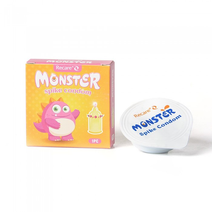Презерватив Recare Pink Monster Spike з кульками та вусиками