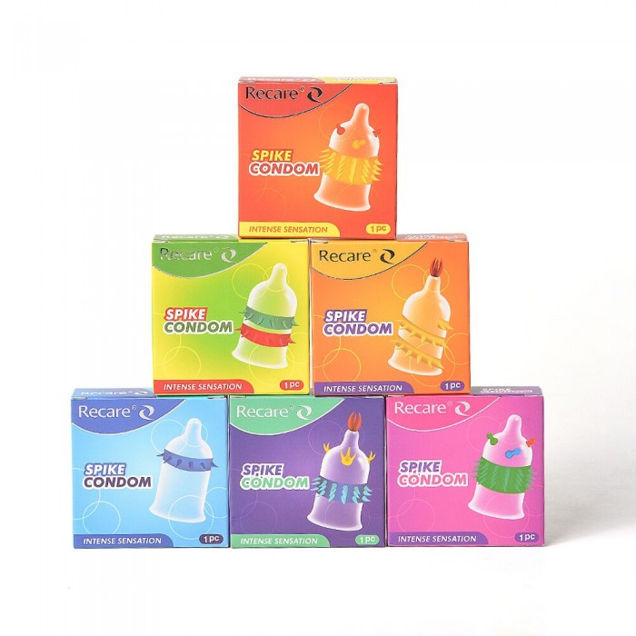 Презерватив Recare Spike Condom Green с рядами шипов