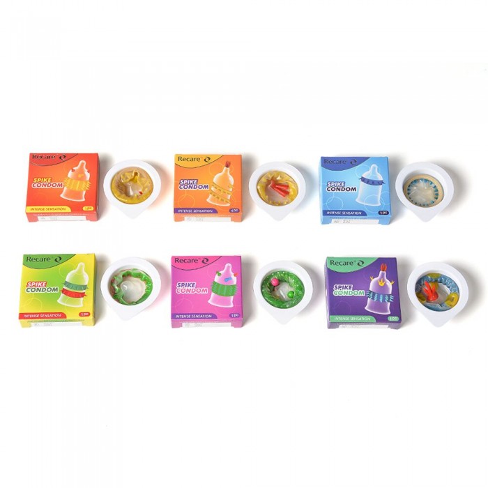 Презерватив Recare Spike Condom Green с рядами шипов