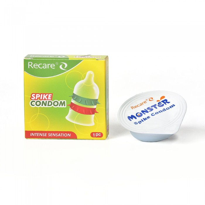 Презерватив Recare Spike Condom Green с рядами шипов