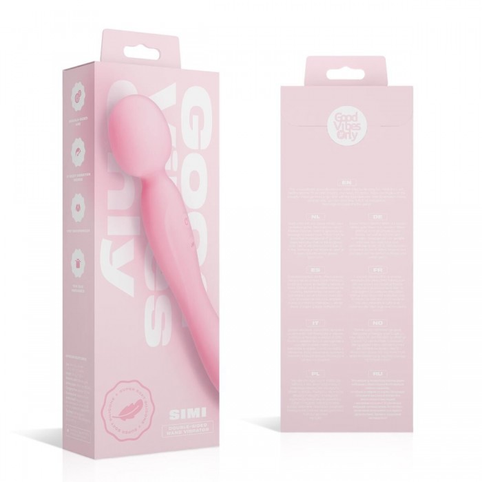 Вібромасажер Good Vibes Only - SIMI Double-Sided Wand Vibrator Soft Silicone, Рожевий
