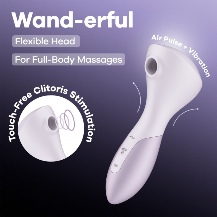 Вібромасажер Satisfyer Wand-erful з вакуумною кліторальною стимуляцією, Бузковий