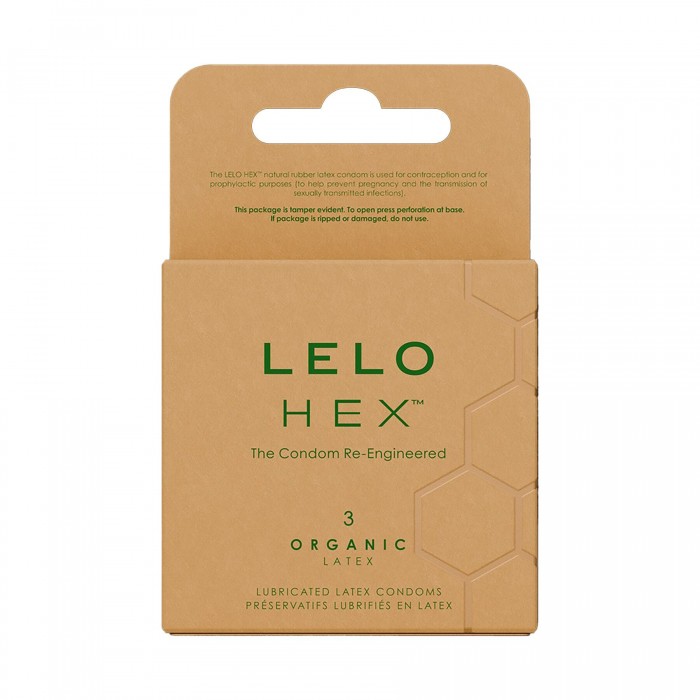Презервативи LELO HEX Condoms Organic 3 Pack, тонкі та суперміцні