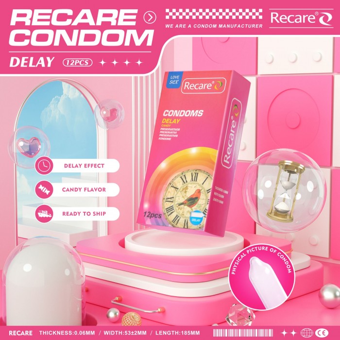 Презервативы с пролонгирующим эффектом Recare Delay Candy Condoms 12 шт, конфетный аромат