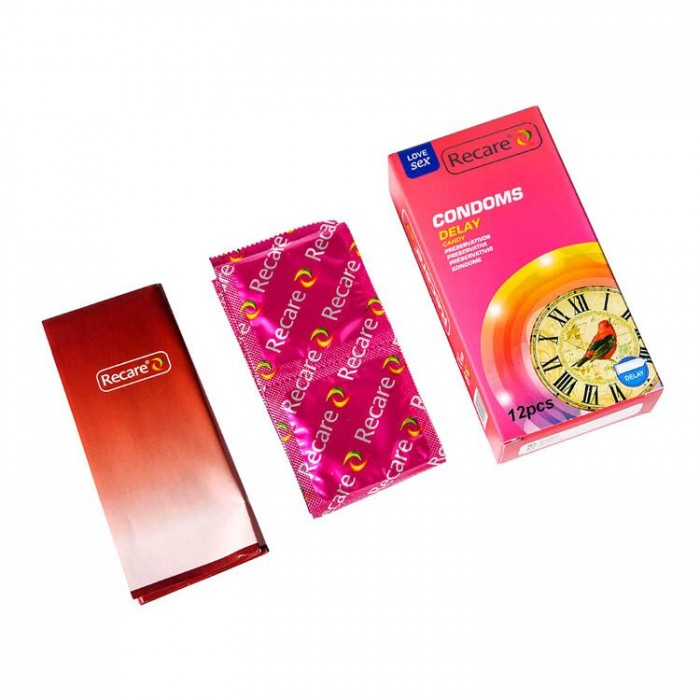 Презервативы с пролонгирующим эффектом Recare Delay Candy Condoms 12 шт, конфетный аромат