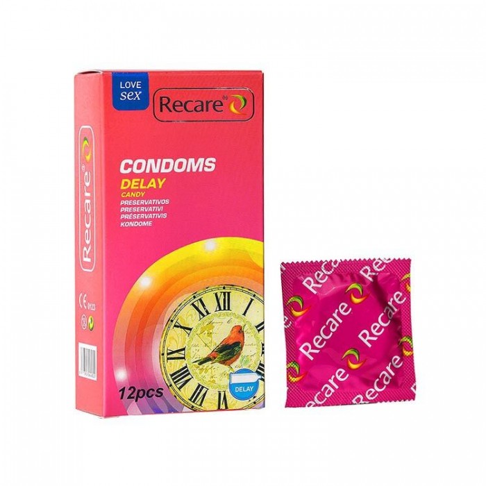 Презервативы с пролонгирующим эффектом Recare Delay Candy Condoms 12 шт, конфетный аромат