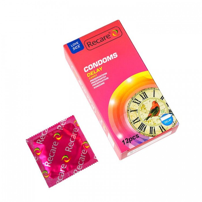 Презервативы с пролонгирующим эффектом Recare Delay Candy Condoms 12 шт, конфетный аромат