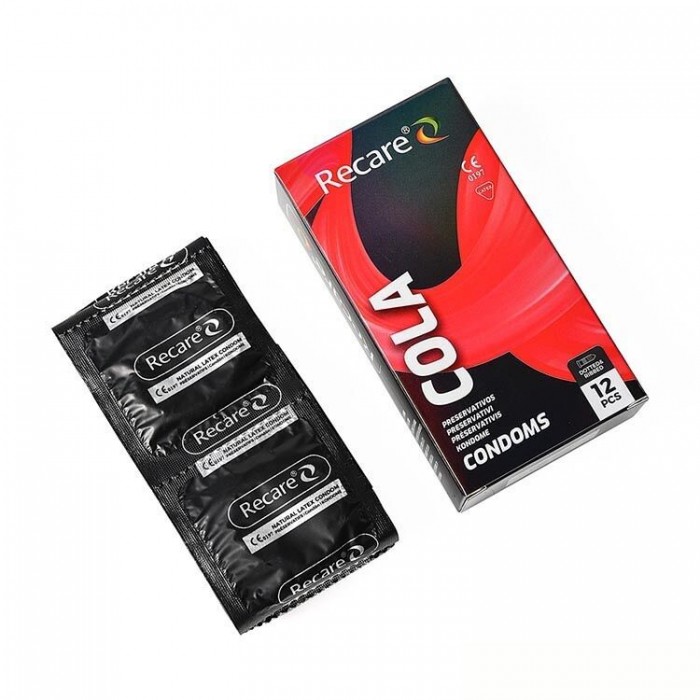 Презервативы с пупырышками и ребрами Holographic Recare Cola Dotted&Ribbed Condoms, 12шт, Кола