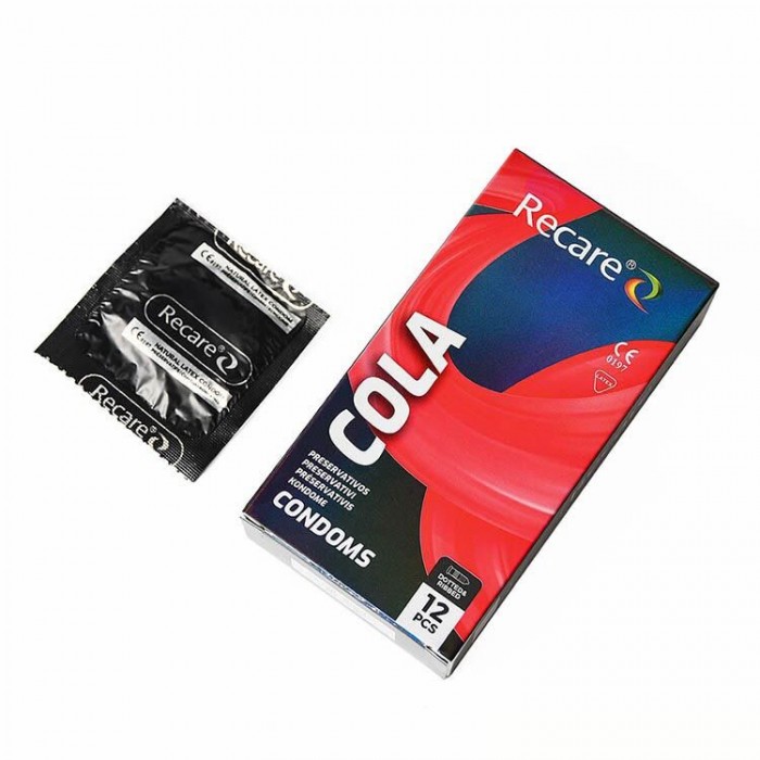 Презервативы с пупырышками и ребрами Holographic Recare Cola Dotted&Ribbed Condoms, 12шт, Кола