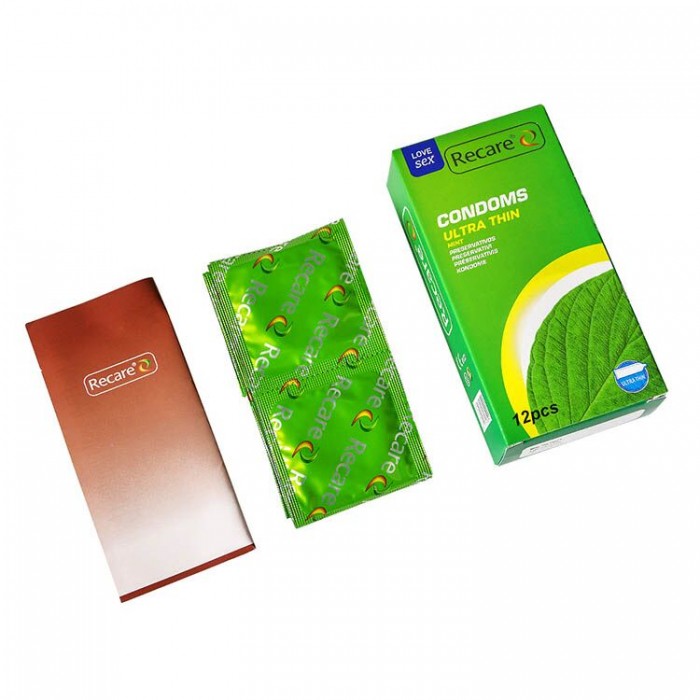 Презервативы ультратонкие Recare Ultra Thin Mint Condoms, 12 шт, мята