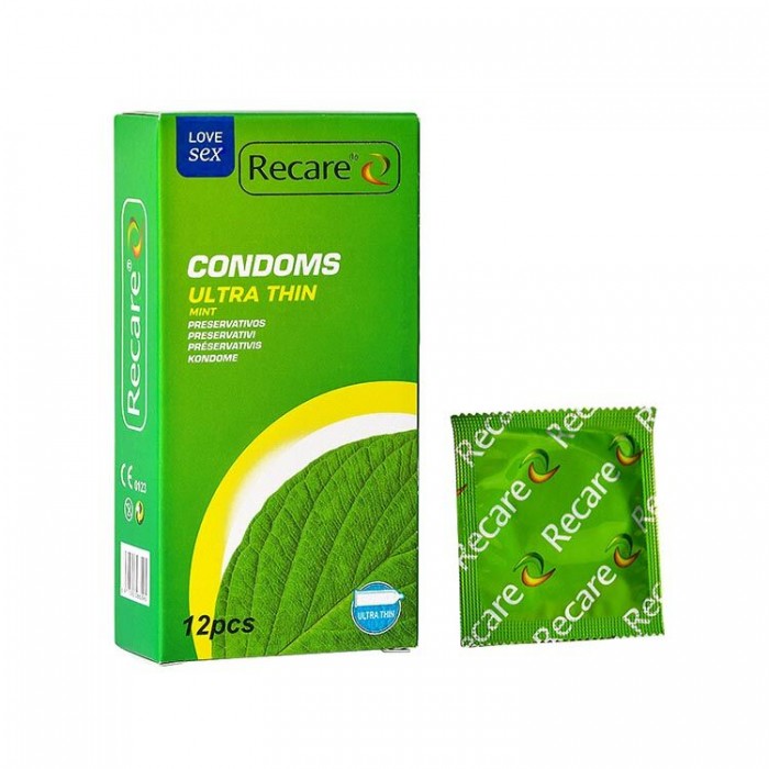 Презервативы ультратонкие Recare Ultra Thin Mint Condoms, 12 шт, мята
