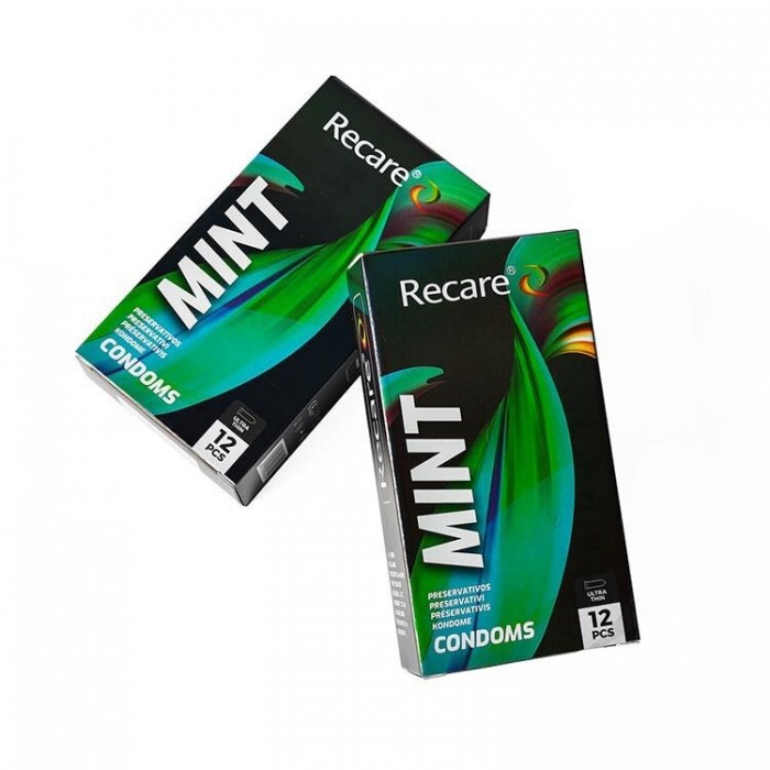Ультратонкие презервативы Holographic Recare Ultra Thin Mint Condoms 12 шт, мята