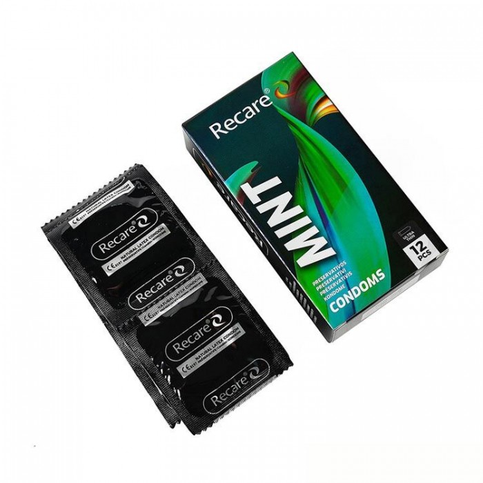 Ультратонкие презервативы Holographic Recare Ultra Thin Mint Condoms 12 шт, мята