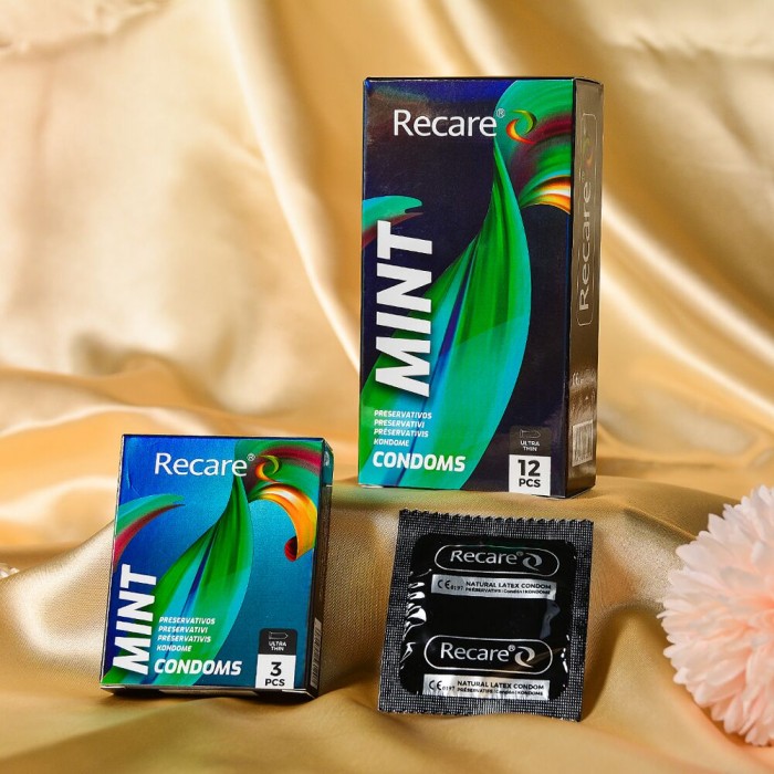 Ультратонкие презервативы Holographic Recare Ultra Thin Mint Condoms 12 шт, мята
