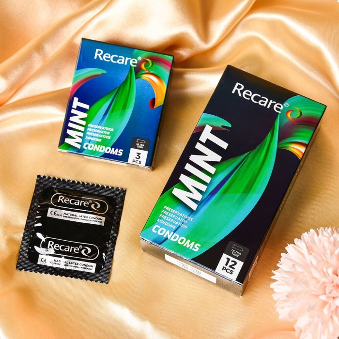 Ультратонкие презервативы Holographic Recare Ultra Thin Mint Condoms 12 шт, мята