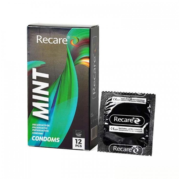 Ультратонкие презервативы Holographic Recare Ultra Thin Mint Condoms 12 шт, мята
