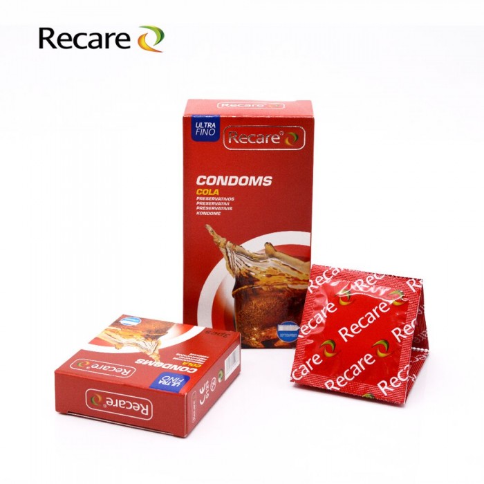 Презервативы с пупырышками и ребрами Recare Cola Dotted&Ribbed Condoms, 3 шт, Кола