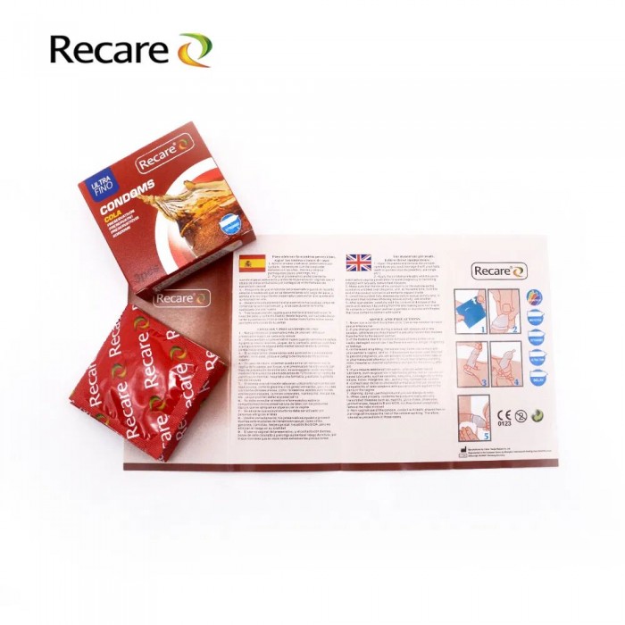 Презервативы с пупырышками и ребрами Recare Cola Dotted&Ribbed Condoms, 3 шт, Кола