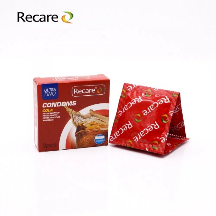 Презервативы с пупырышками и ребрами Recare Cola Dotted&Ribbed Condoms, 3 шт, Кола