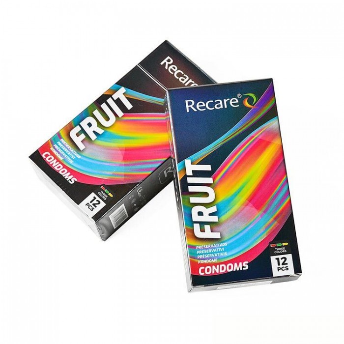 Презервативы с ароматами мяты, бананы, клубники Holographic Recare Fruit Flavour Condoms, 12 шт