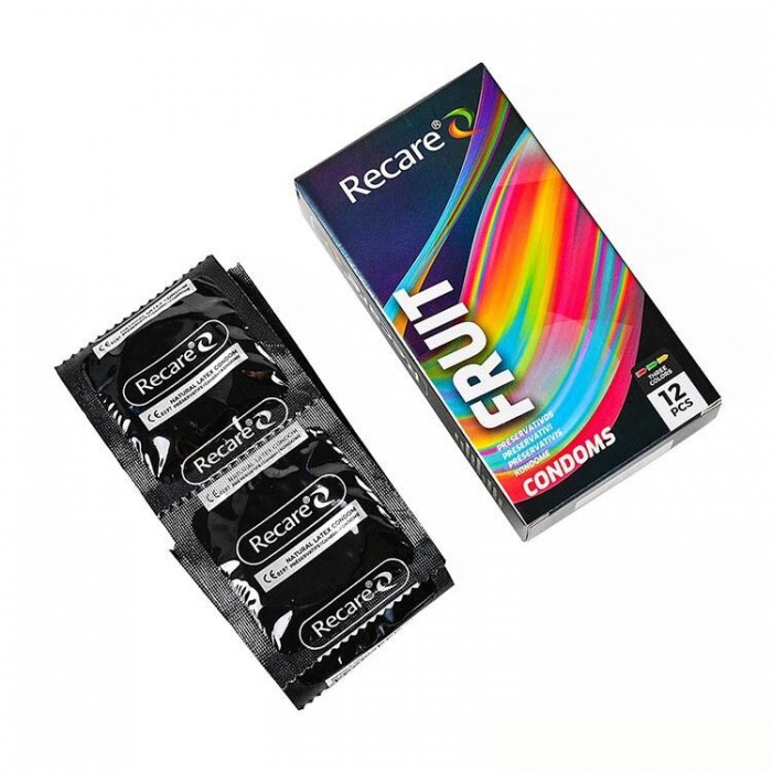 Презервативы с ароматами мяты, бананы, клубники Holographic Recare Fruit Flavour Condoms, 12 шт