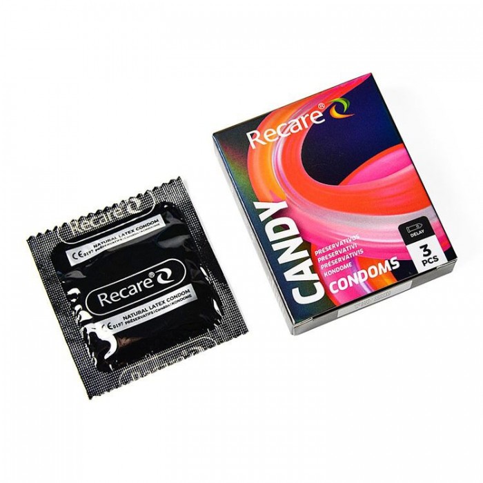 Презервативы с пролонгирующим эффектом Holographic Recare Delay Candy Condoms, 3 шт, конфетный аромат