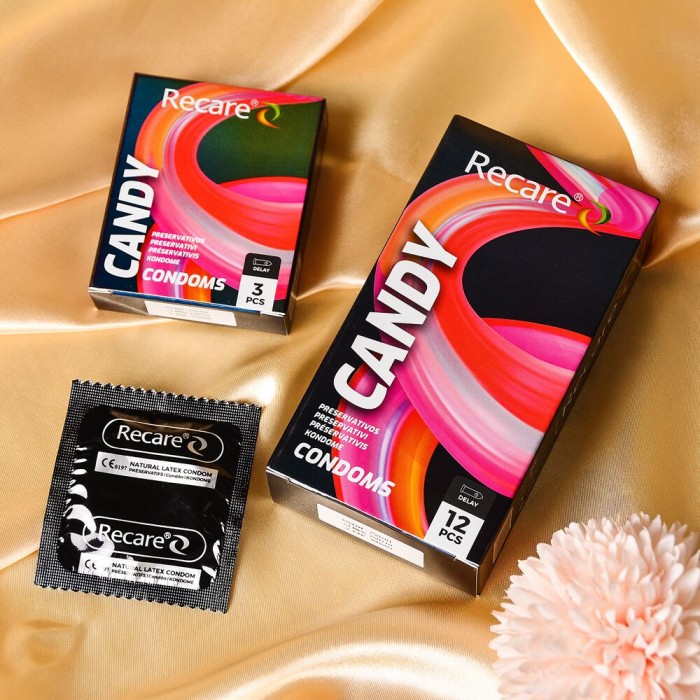 Презервативы с пролонгирующим эффектом Holographic Recare Delay Candy Condoms, 3 шт, конфетный аромат