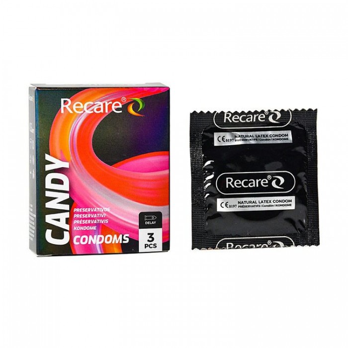 Презервативы с пролонгирующим эффектом Holographic Recare Delay Candy Condoms, 3 шт, конфетный аромат