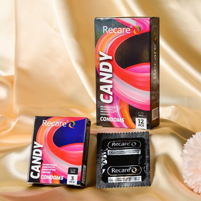 Презервативы с пролонгирующим эффектом Holographic Recare Delay Candy Condoms, 3 шт, конфетный аромат
