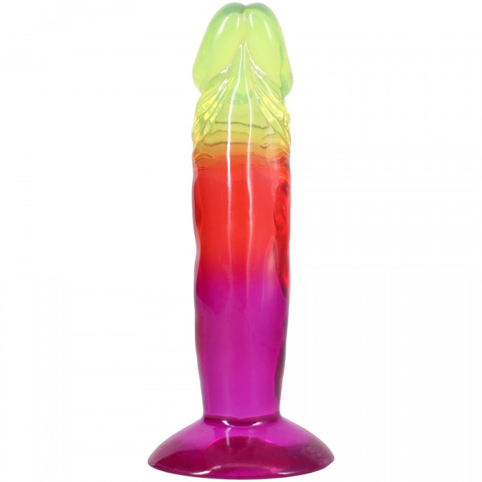 Дилдо Doc Johnson Crystal Jellies - Classic Dong - Rainbow, размер 6.5 Inch